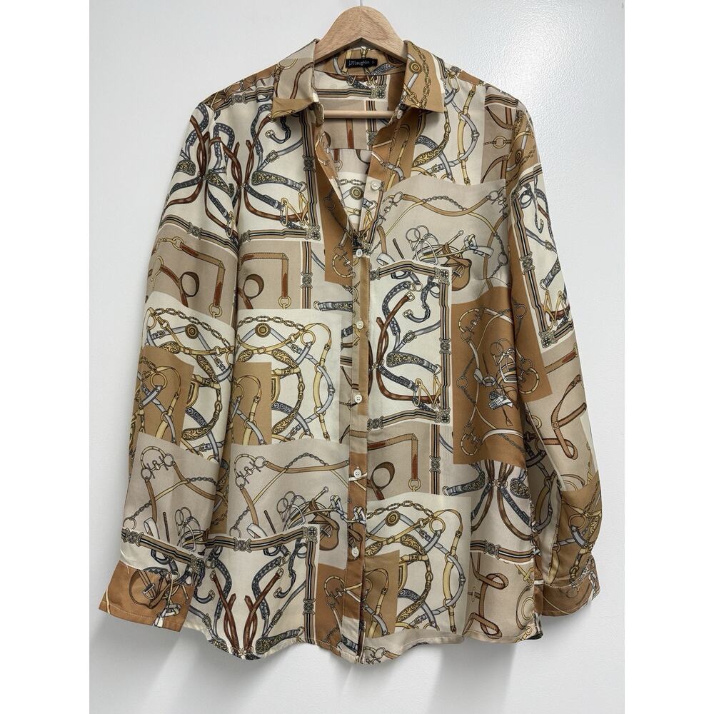 J. Mclaughlin Equestrian Women’s Shirt Silk Blend Long Sleeve Blouse Size Small